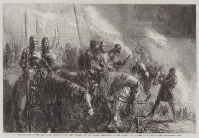水彩画家協会の冬の展示会でのアジャンクールの戦いの朝 作： John Gilbert